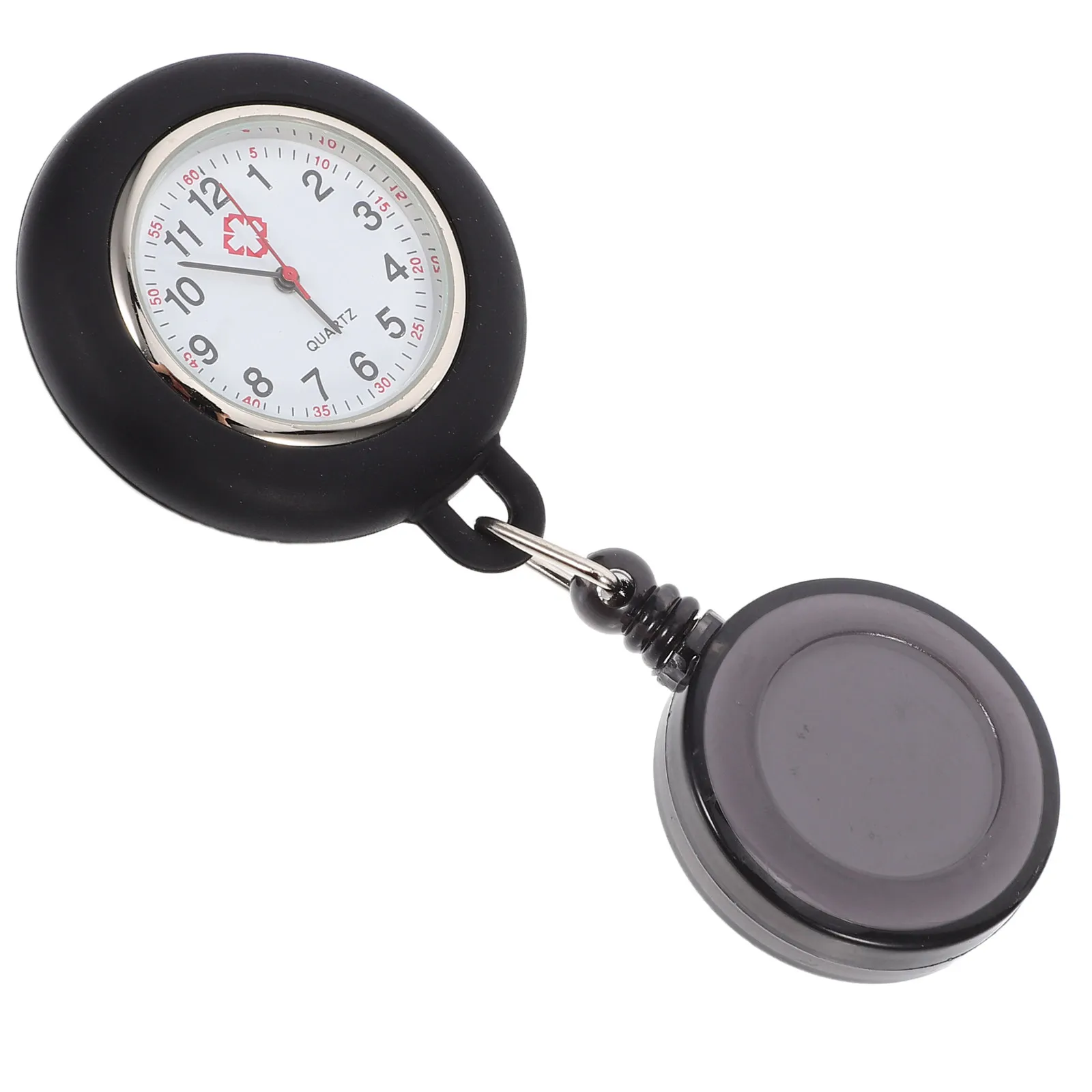 

Черные карманные часы для медсестер с клипсой и держателем для бейджа, с узором в виде улыбающегося лица, легкие, подвесные, точное время