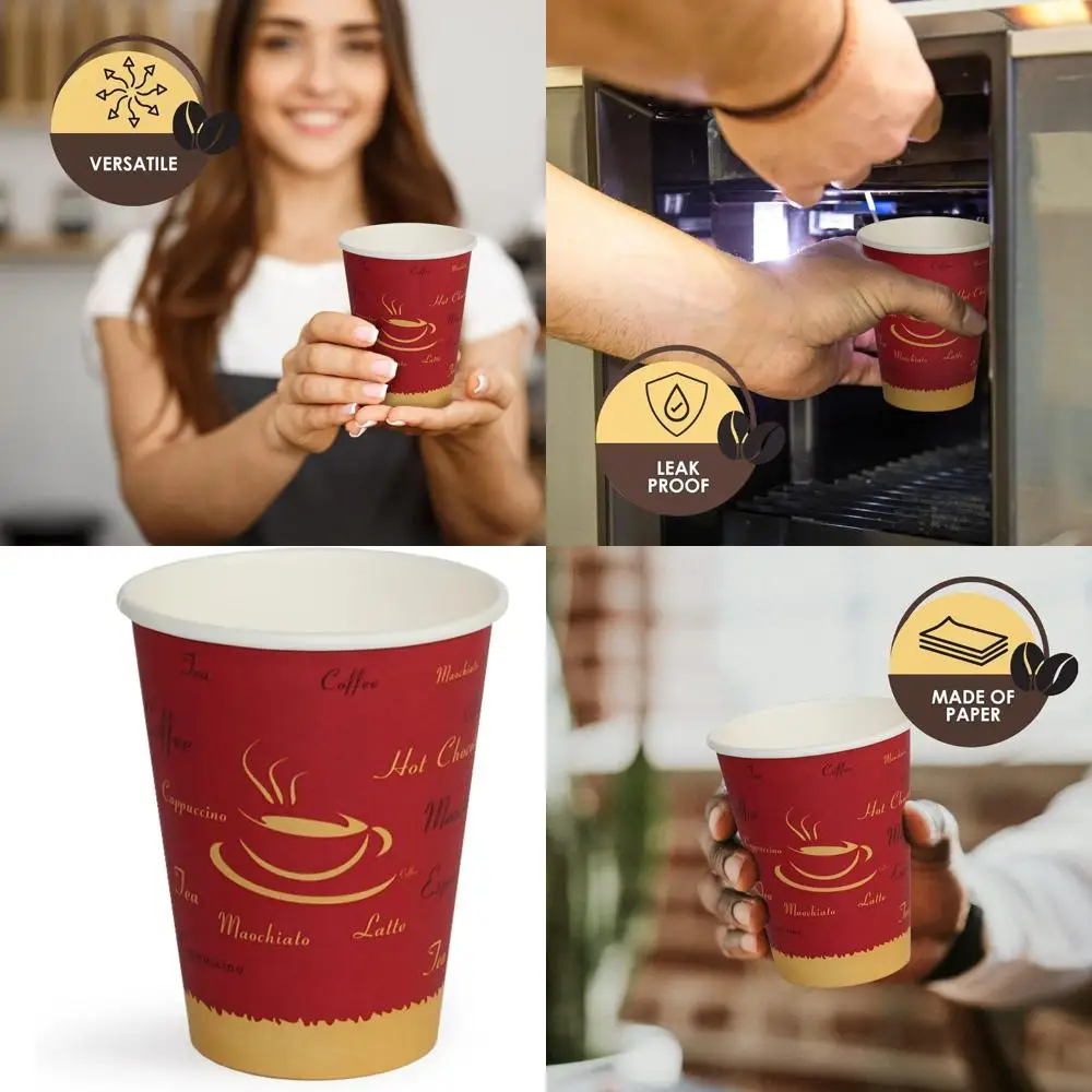 

Reusable 12oz Paper Cups for Hot Beverages - Takeaway Cups for Espresso, Hot Chocolate, and Tea (1000)