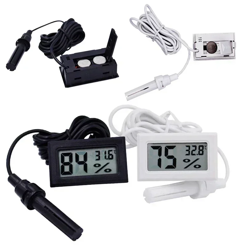 Digital Thermometer Hygrometer Temperature Humidity Gauge with Probe for Vehicle Reptile Terrarium Fish Tank Refrigerator 20%OFF