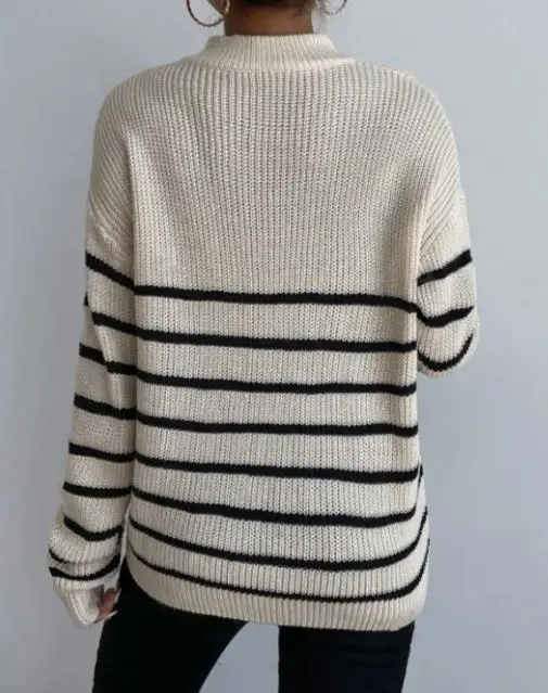 Women's Fashion Pullover Sweater - Autumn Knitted - alternate angle
