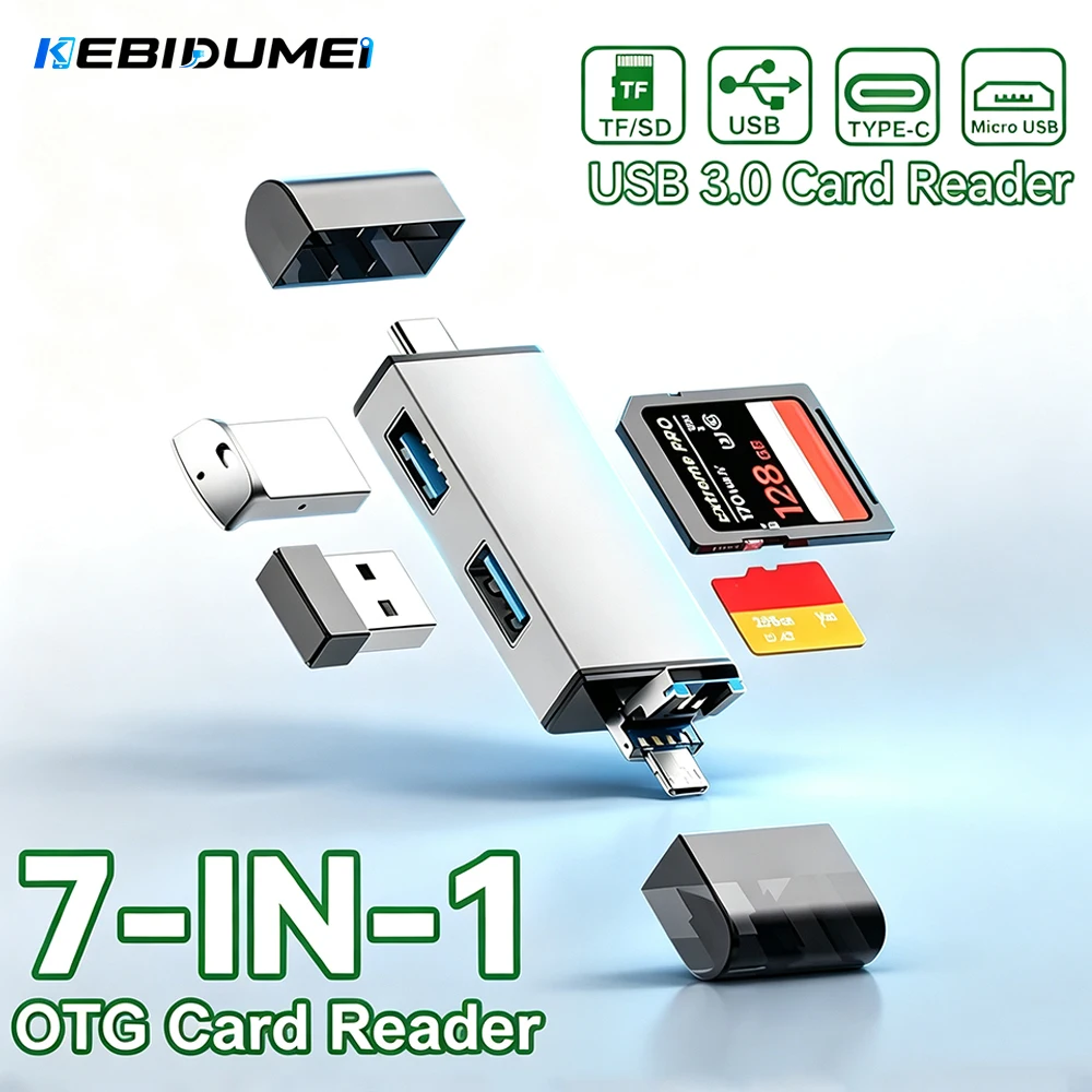 KEBIDUMEI USB 3.0 Type C Card Reader KEBIDU Multi OTG Adapter SD TF Memory Flash Card Reader For Laptop Smartphone