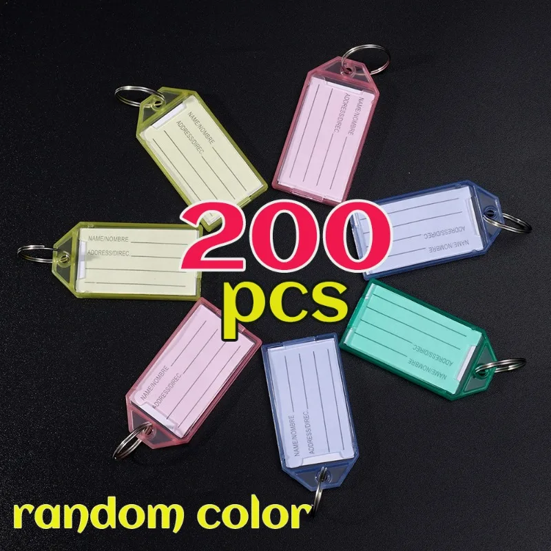 1/200 Plastic Key Tags Women Men Transparent Waterproof Marking Car Keychains Random Color Convenient Classification Keychains