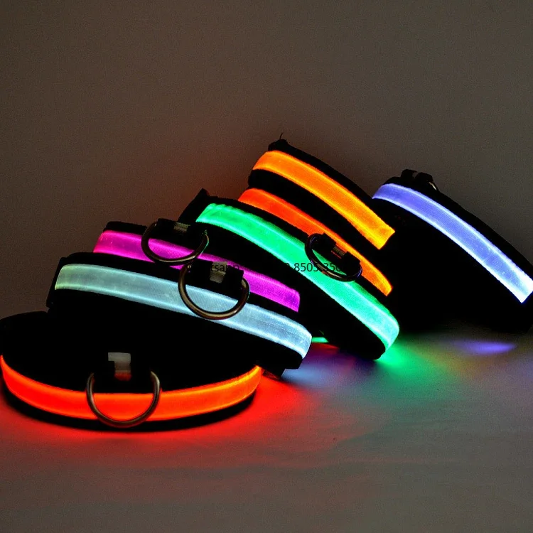 10pcs   Wholesale Nylon Led Dog Collar Chargeable USB