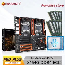 HUANANZHI-placa base X99 F8D PLUS LGA 2011-3 XEON X99 con Intel E5 2696 V3 * 2 con 8x64G DDR4 RECC, kit combinado de memoria