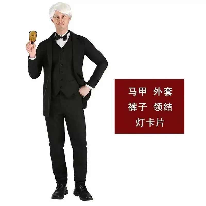 Cos Cosplay Children's Day Halloween Technological Activities Stage Perform Inventor Scientist Edison Carnival Costume Fiesta