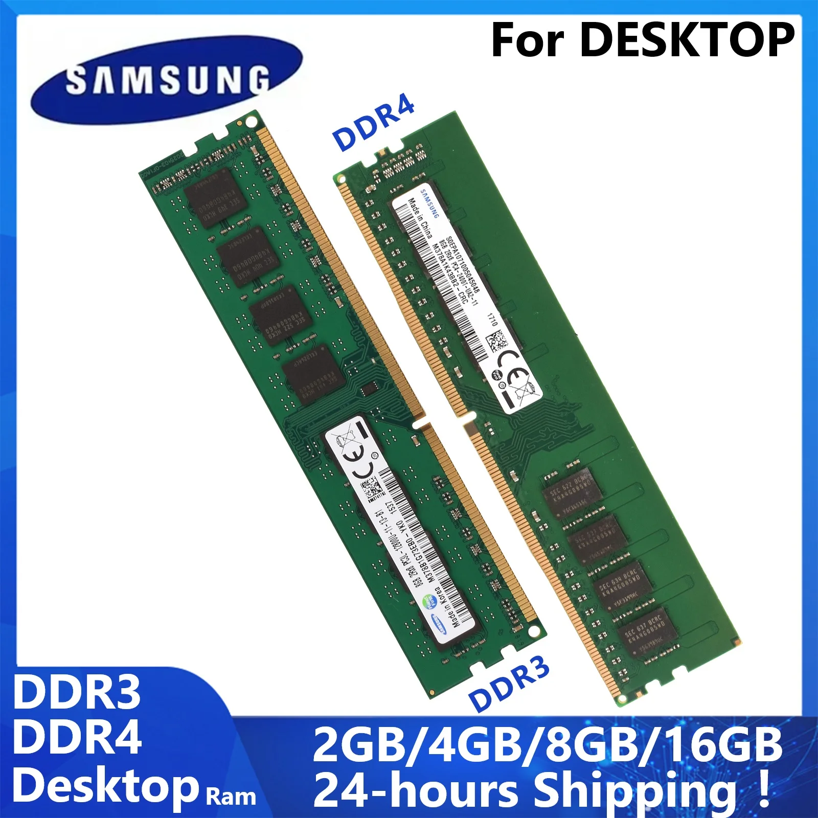 SAMSUNG DDR4 DDR3 หน่วยความจําเดสก์ท็อป Ram 2GB 4GB 8GB 16GB U-DIMM RAM 1333 1600 1866 3200MHz 2666Mhz 2400MHz 2133MHz เดสก์ท็อปหน่วยความจํา