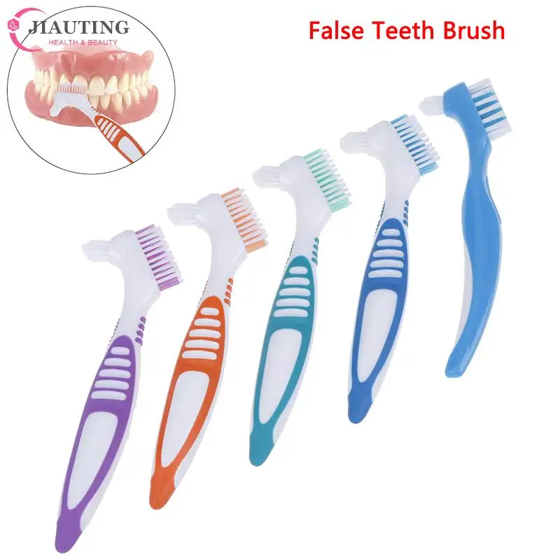 

New Multi-Layered Bristles False Teeth Brush Oral Care Tool Two-tone Denture Brush Teeth Whitening ,Denture Cleaning Brush