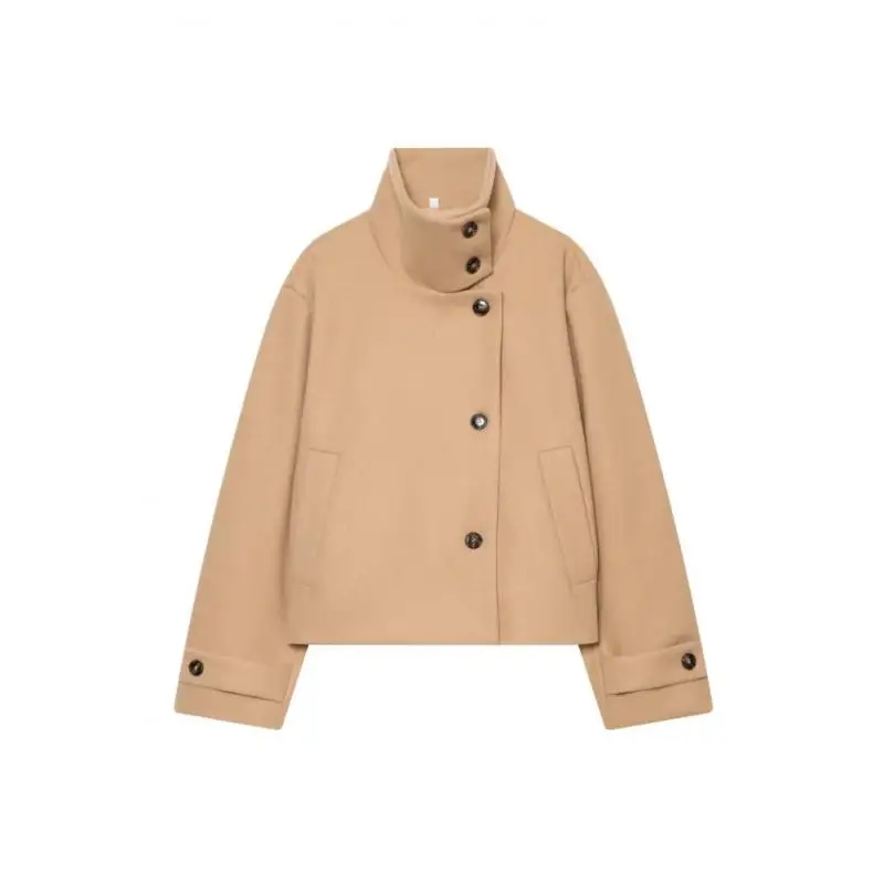 Maxdutti Southern France Minimalist Women's Jacket Woman Clothes Loose Women's Casual Fashion Stand Up Collar Loose Short Coat