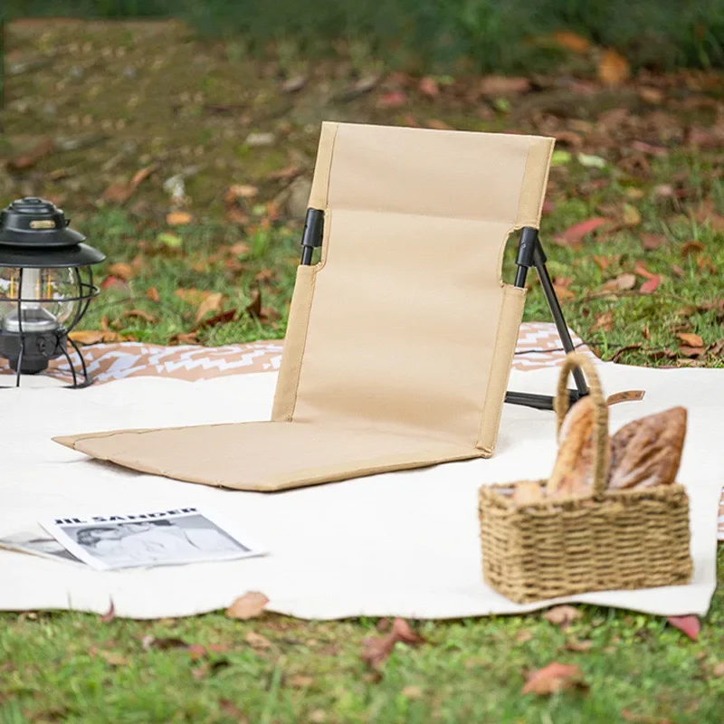 Chaise de camping pliable avec dossier, chaises de plage pliantes, coussin de dossier simple, extérieur, jardin, parc, pique-nique