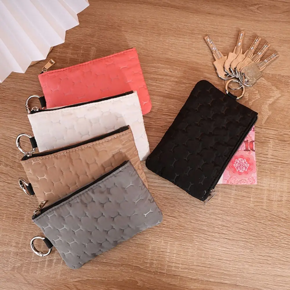 Portafoglio in tessuto resistente e impermeabile, mini porta carte con cerniera, portamonete da donna e ragazza