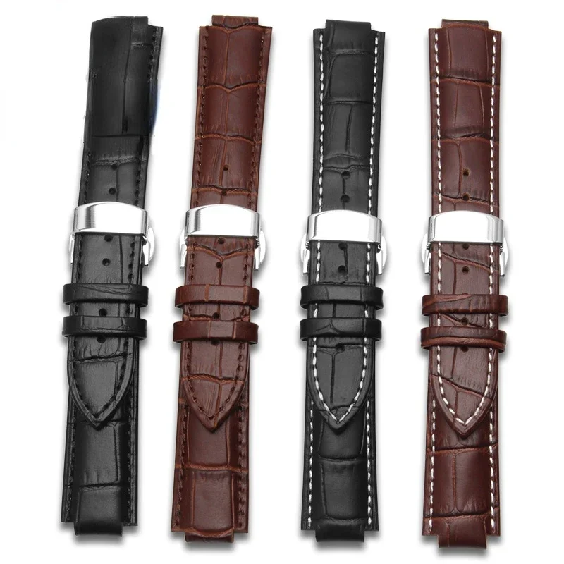 Watch Strap Men\'s Leather Watch Chain Raised Mouth 10 12mm Butterfly Clasp For Louis Vuitton Men\'s and Women\'s Cowhide LV Strap