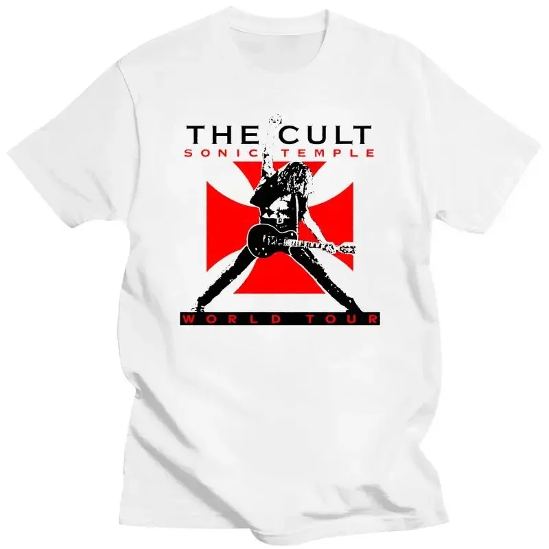 

Футболка мужская белая с коротким рукавом, модная рубашка с принтом рок, Культовая футболка с храмами Soniicc 89, на лето
