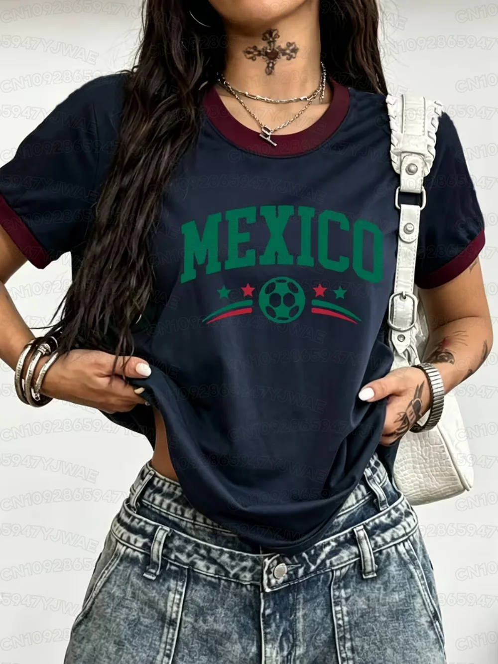 Summer Women's Men's Mexico Print Round Neck Short Sleeve T-Shirt Graphic Tee Jerseys Plus Size Sport Casual T-Shirt