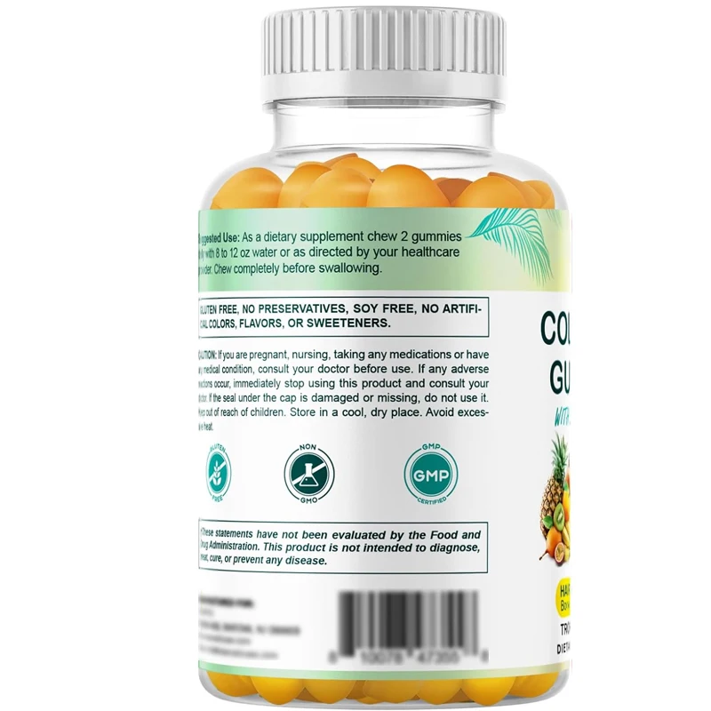 Le caramelle gommose al collagene idrolizzato di vitamina contengono 200mg di vitamina C, zinco e biotina-supporto per la pelle sana-60 gummies