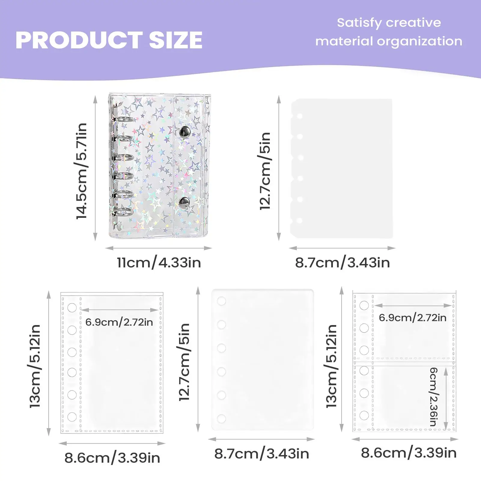 الموثق لجمع الملصقات قفل إغلاق ألبوم تخزين الملصقات الثلاثية الأبعاد للدراسة ملاحظة بطاقات مرسومة باليد الفتيات الطلاب