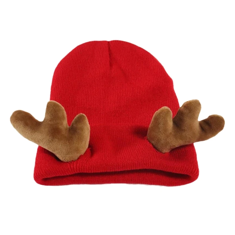 Novelty Knitted Beanie Cap for Women Men Adult Hat Pullover Evil Horns Hat Unisex Halloween Hat Party Props