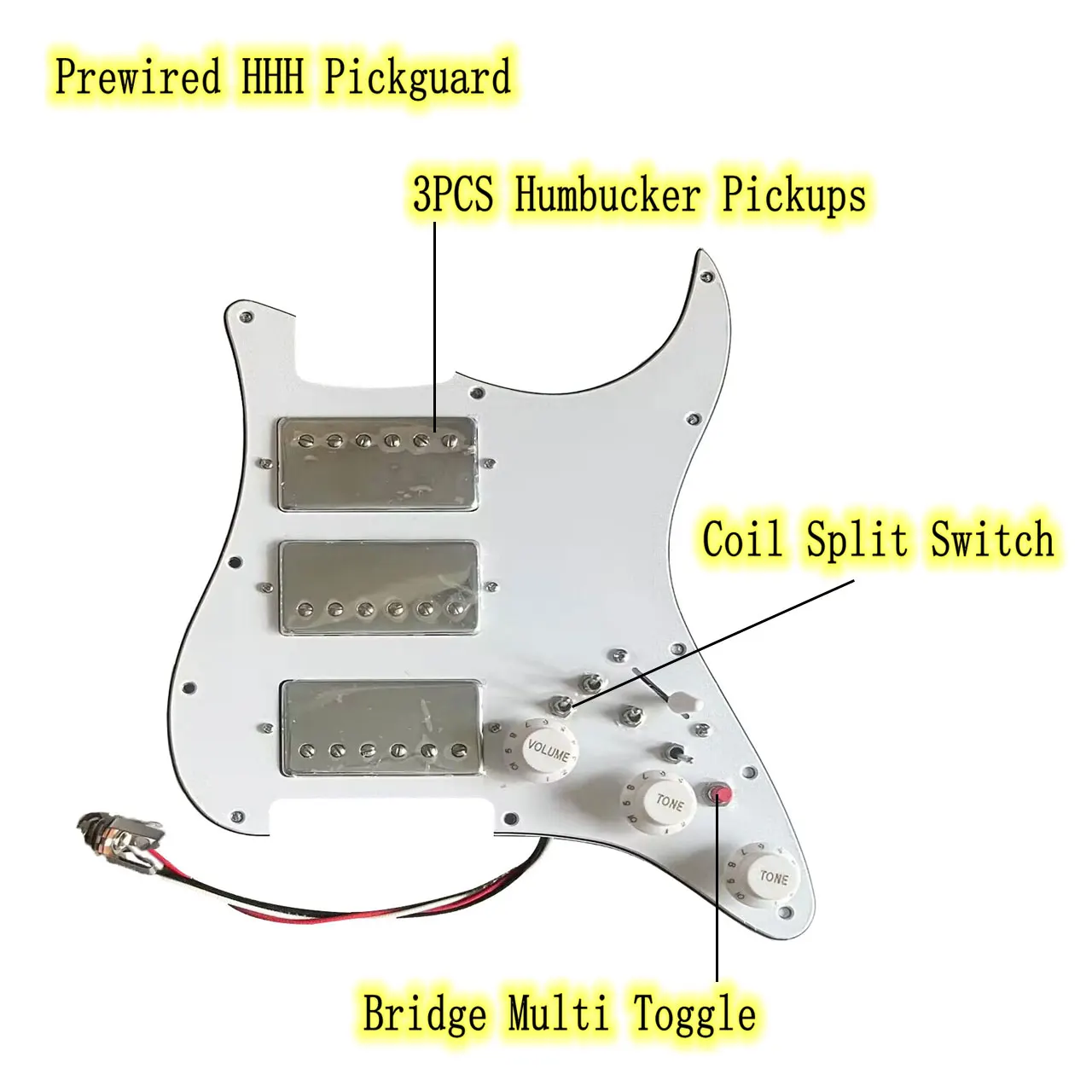 Upgrad Prewired HHH Guitar Pickguard with Humbucker Alnico V Pickups Coil Split Switch Set for ST Electric Guitar