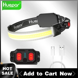 Huepar LED Headlamp USB Charging ,Leightweight Headlight With 3 Modes For Camping Running Hiking, Cycling Hard Hat Band Light