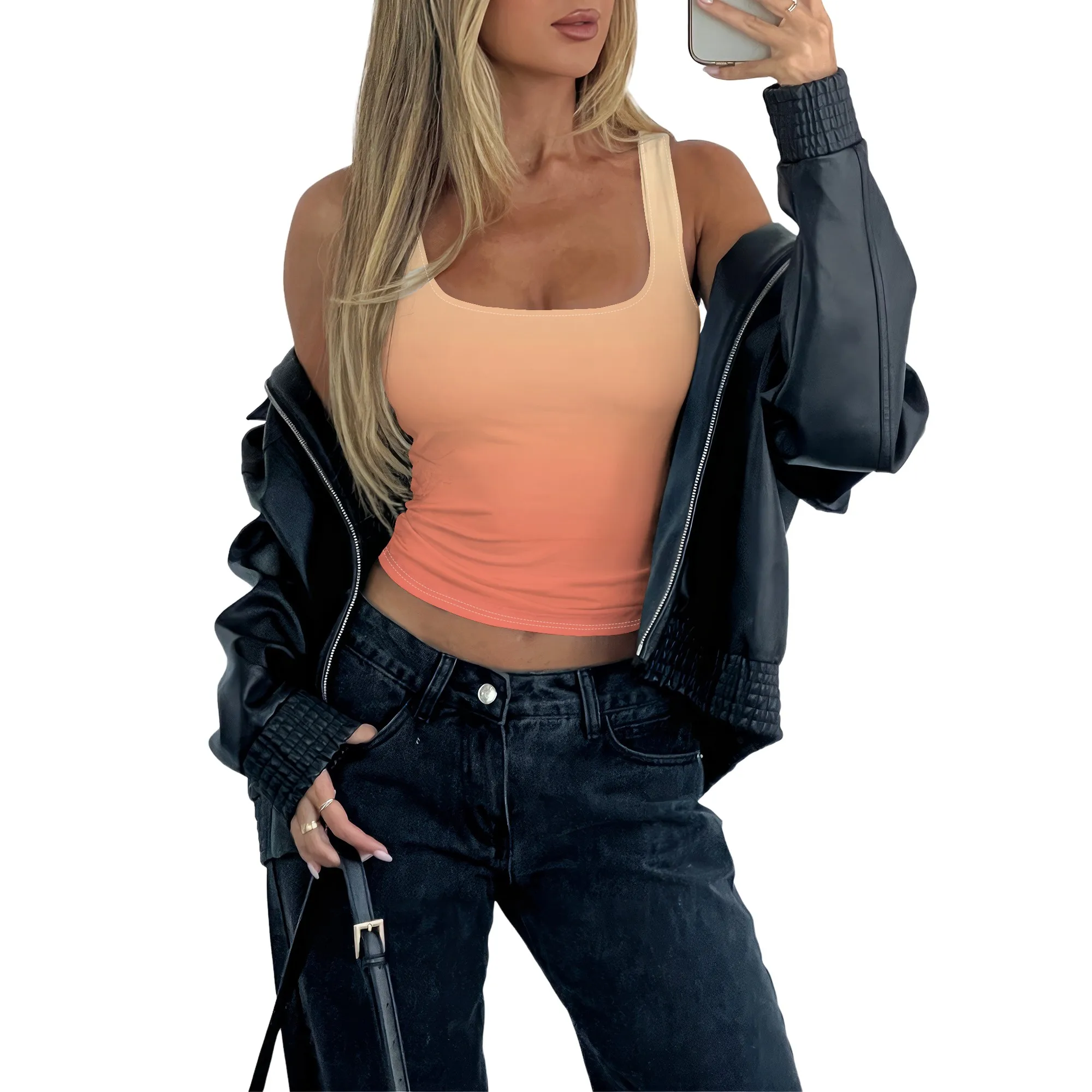 

Women's Sleeveless Square Neck Tank Top Double Layer Basic Crop Tops Summer Fitness Workout Casual Tops