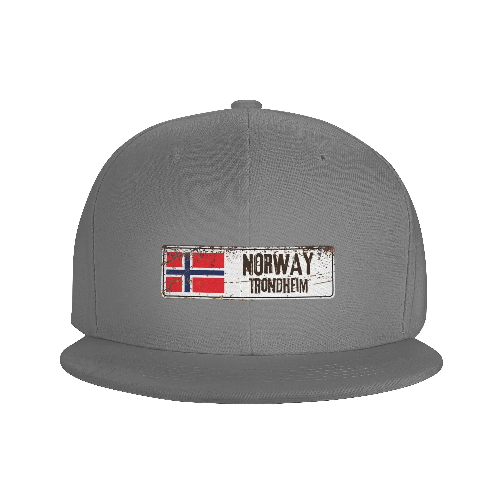 Fashion Trondheim Norway Flag   Historic City Flat Brim Sun Hat  Sweet Cool Style Cap Male