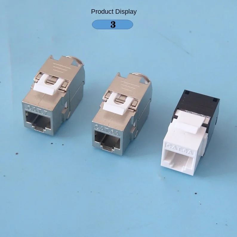 5 RJ45 Ethernet Keystone 180 derajat 10 Gigabit jack klip dengan pukulan Gratis modul dinding plug, CAT.6A dan CAT.7