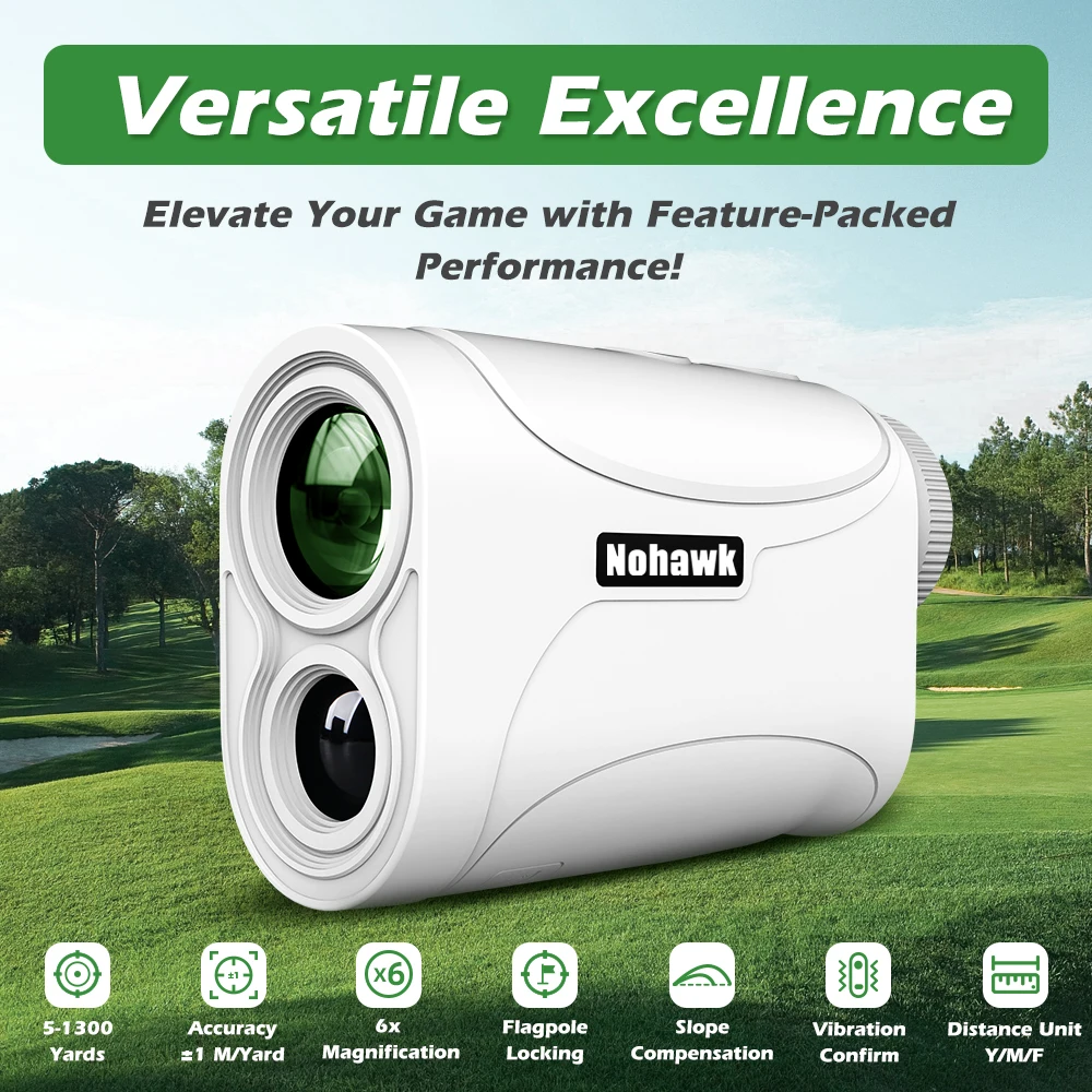 Nohawk 1300 Yards Golf Rangefinder with Slope Compensation Range Finder with Flag Locking Vibration 6X Magnification Monocular