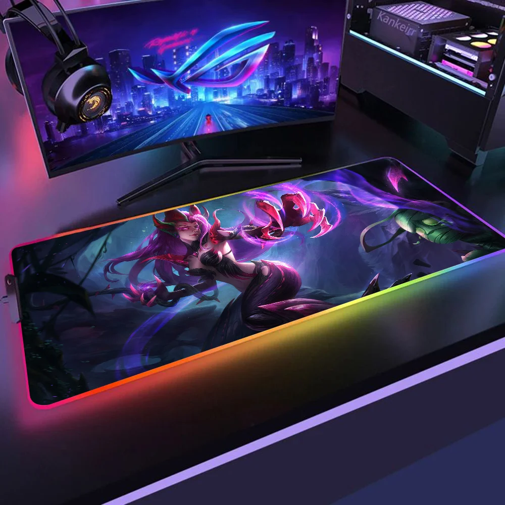 Zyra League Of Legends Mousepad XXL RGB Gaming Mouse pad HD Black Gamer accessori Large LED