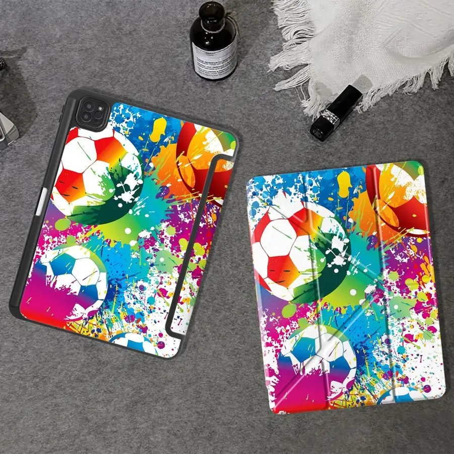 Colorful Soccer Style Tablet Case For iPad Air 4 5 M3 M2 1 2 M4 11inch Pro 11th 10th 9th 8th 7th 12.9inch Mini 6 7 Pro 2025