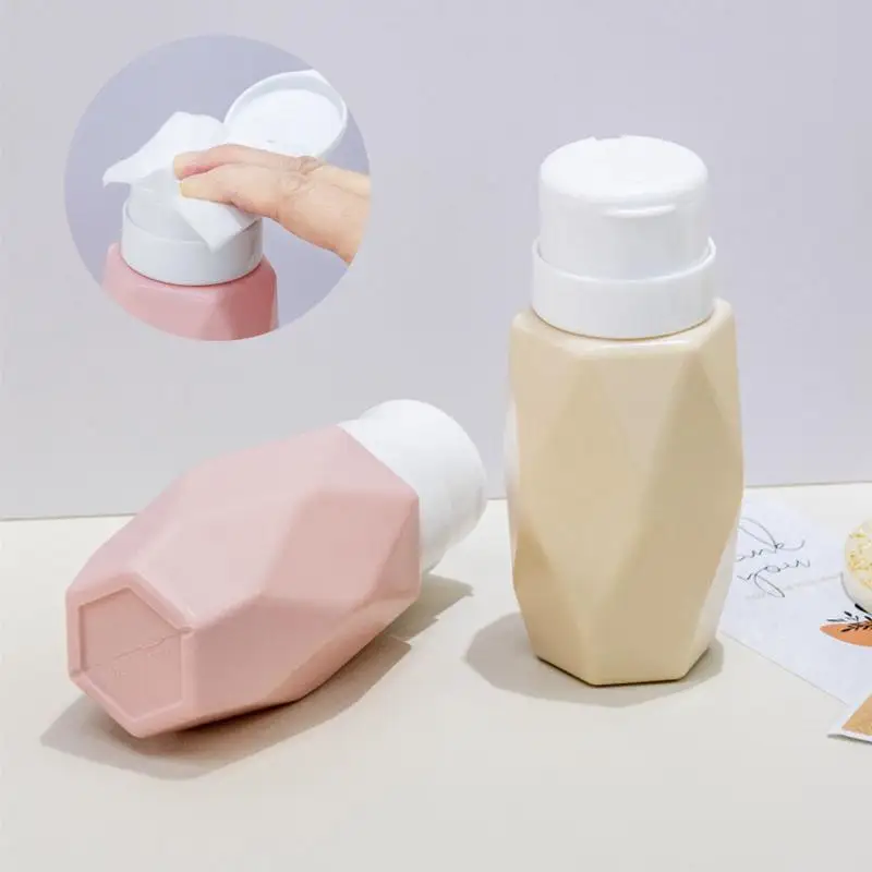 マニキュアプレスボトル洗浄水リムーバー回転ロックプレスボトル再利用可能な空ボトルポータブルクリーナーマニキュアサロン