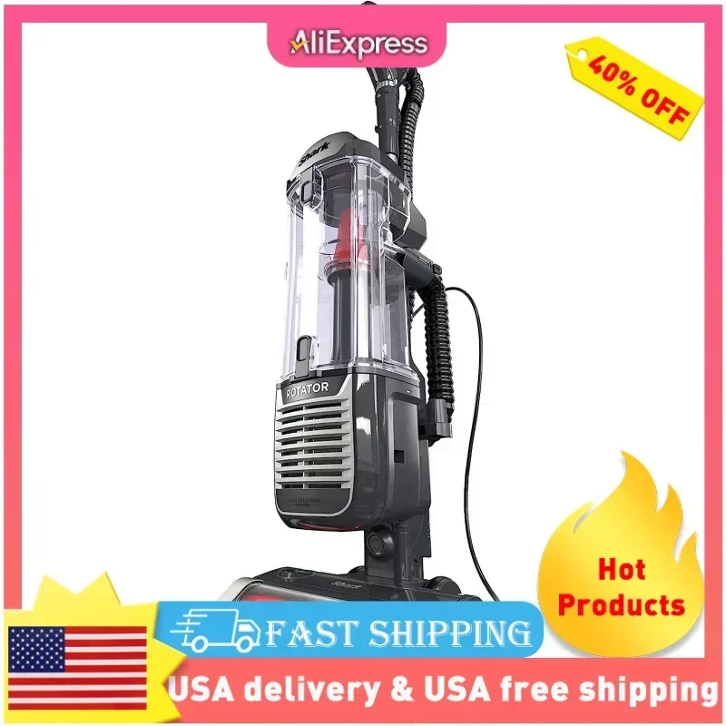 QWShark ZU102 Rotator Pet Upright Vacuum with PowerFins HairPro & Odor Neutralizer Technology,Charcoal,2.9 L Dust Cup