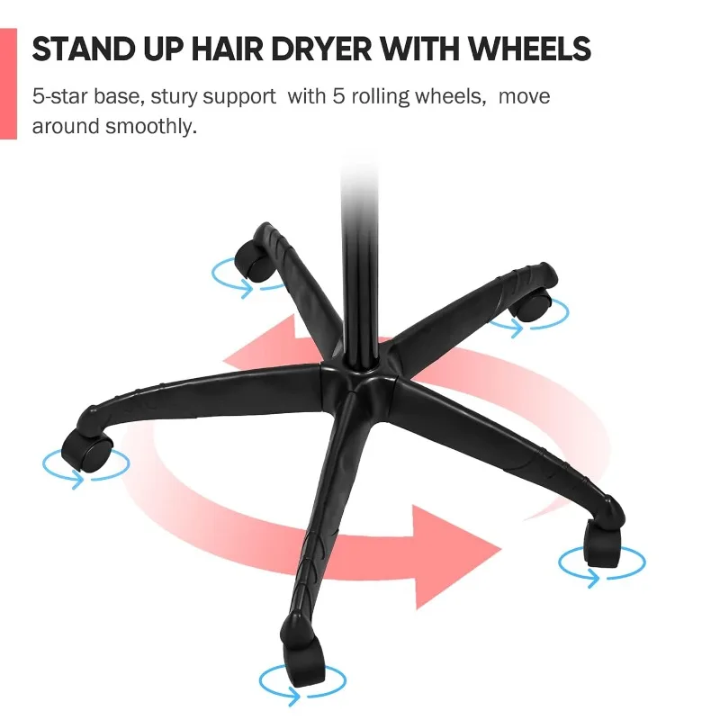 Zeny stand up secador de cabelo 1300w piso ajustável com capuz capô secadores de cabelo com rodas rolantes equipamento profissional do salão de beleza