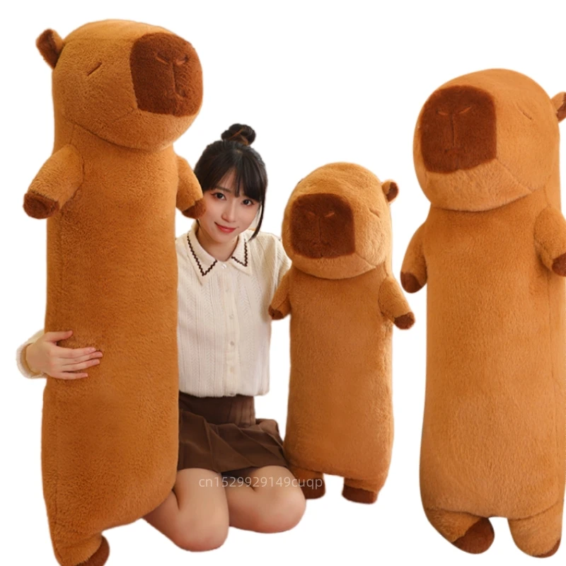 120cm Cartoon Strip Giant Capybara Plush Doll Pillow High Quality Soft Capybara Plush Toy Warm Hug For Girlfriend Birthday Gift