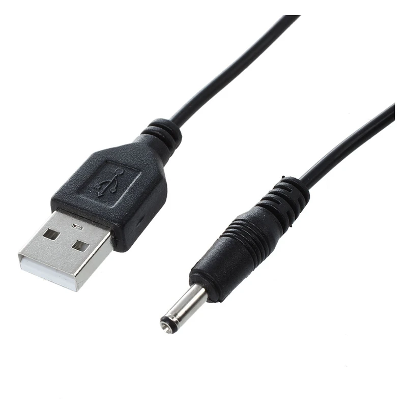 2Pcs 3.5Mm X 1.3Mm Black USB Cable Lead Charger Cord Power Supply