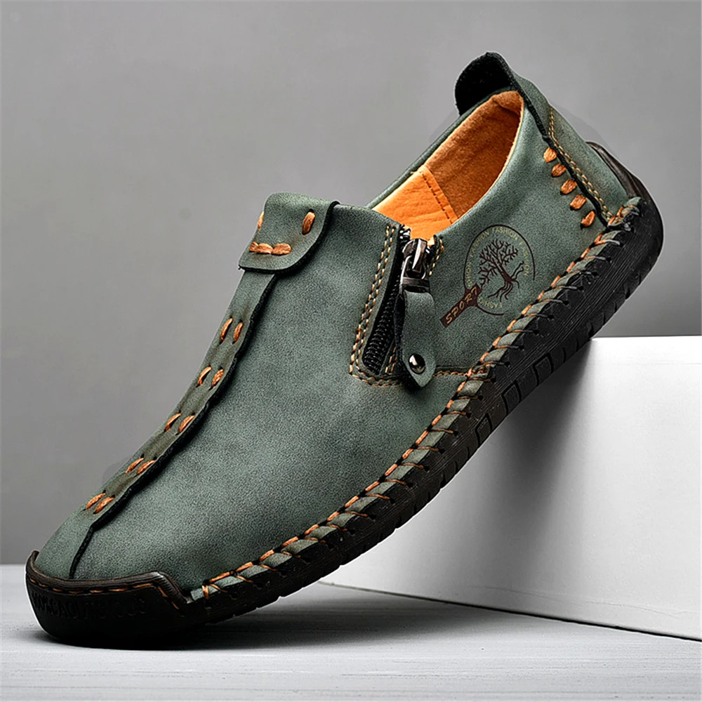 Sapatos casuais de couro masculino, tênis de direção plana, moda upscale, nova marca registrada, primavera, outono, tamanho 38-48