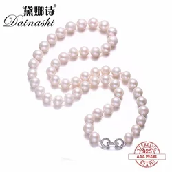 Amazing Price Near Round Pearl Necklace,High Quality Natural Freshwater Pearl Necklace for Women Fine Pearl&Silver Jewelry