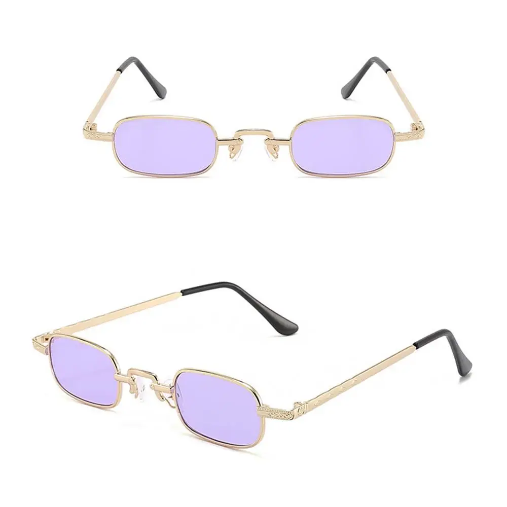 Kleine rechteckige Sonnenbrille für Frauen Männer Mode Retro Metallrahmen Sonnenbrille Vintage Punk Shades UV400 Schutz brillen – Detail 6
