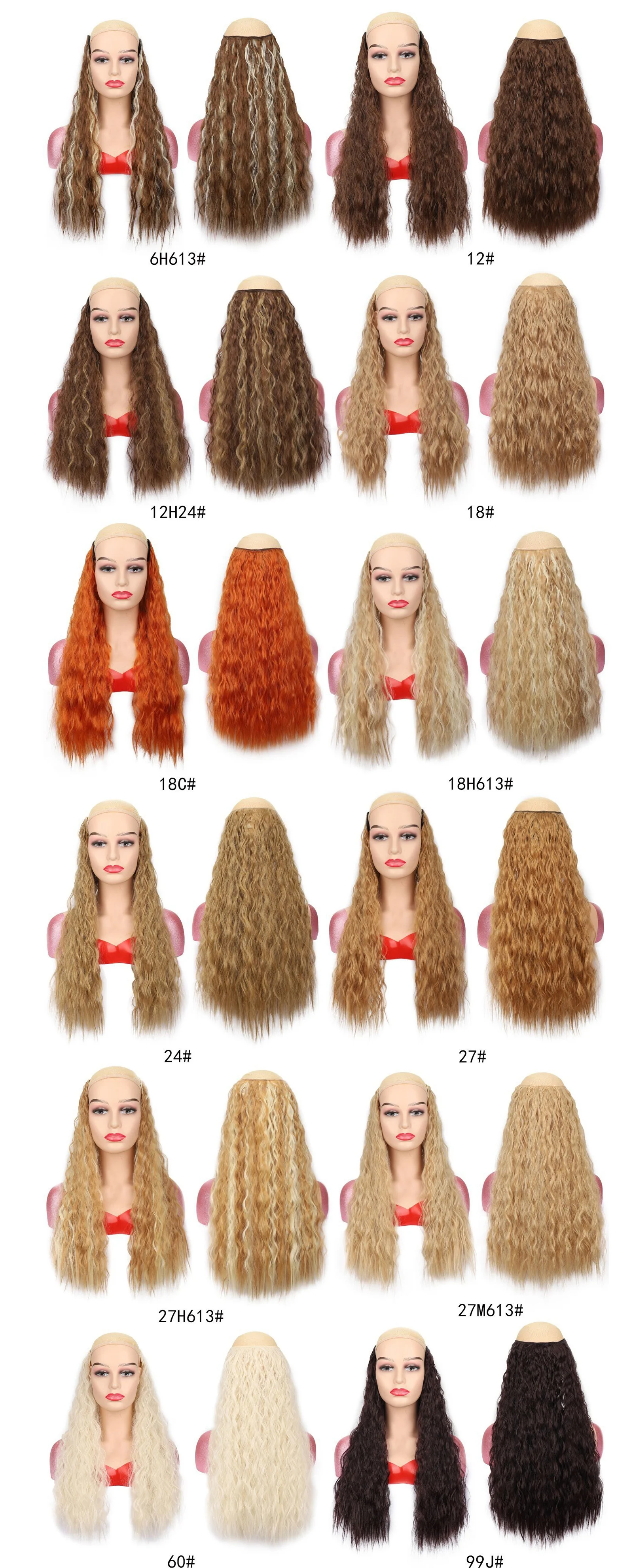 Jeedou Kunsthaar, langes, tief gewelltes Haar, Clip-in-Haarverlängerung, V-Form, einteilig, mit 4 Clips, blonde Farbe, Haarteile für Mädchen – Detail 8
