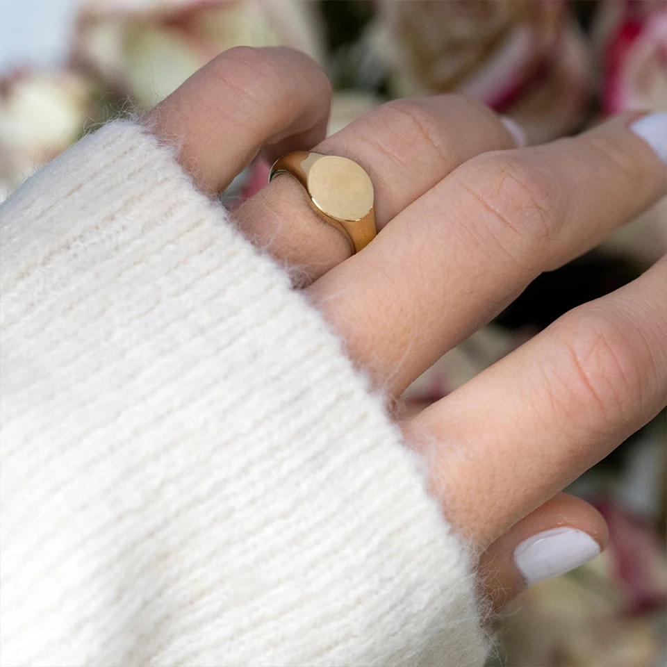 EMANCO Edelstahl Punk-Stil Minimalistischer Runder Ring Vergoldet Damenringe für Partys und Festivals – Detail 7