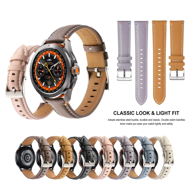 22mm Strap Simple Fashion Leathe Band For Xiaomi Watch S4/ S3/ S2/ S1/ Color 2 For Haylou Solar LS05 / RT LS05S /RS3 LS04/RT2