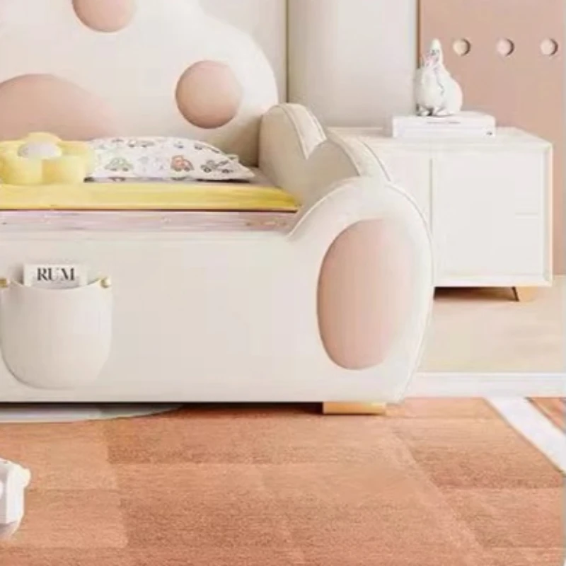 cute cat claw shape Bed 1.8m princess guardrail with slide comfortable 150x200 bed soft solid wood camas bedroom furniture