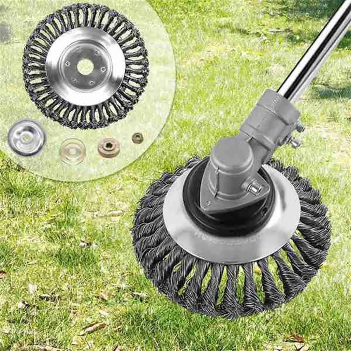 【AT48】 NEW 6 Inches Wire Brush Cutter Steel Wire Wheel Suitable for Weeders with 4 Adapters Lawn Mower Accessories