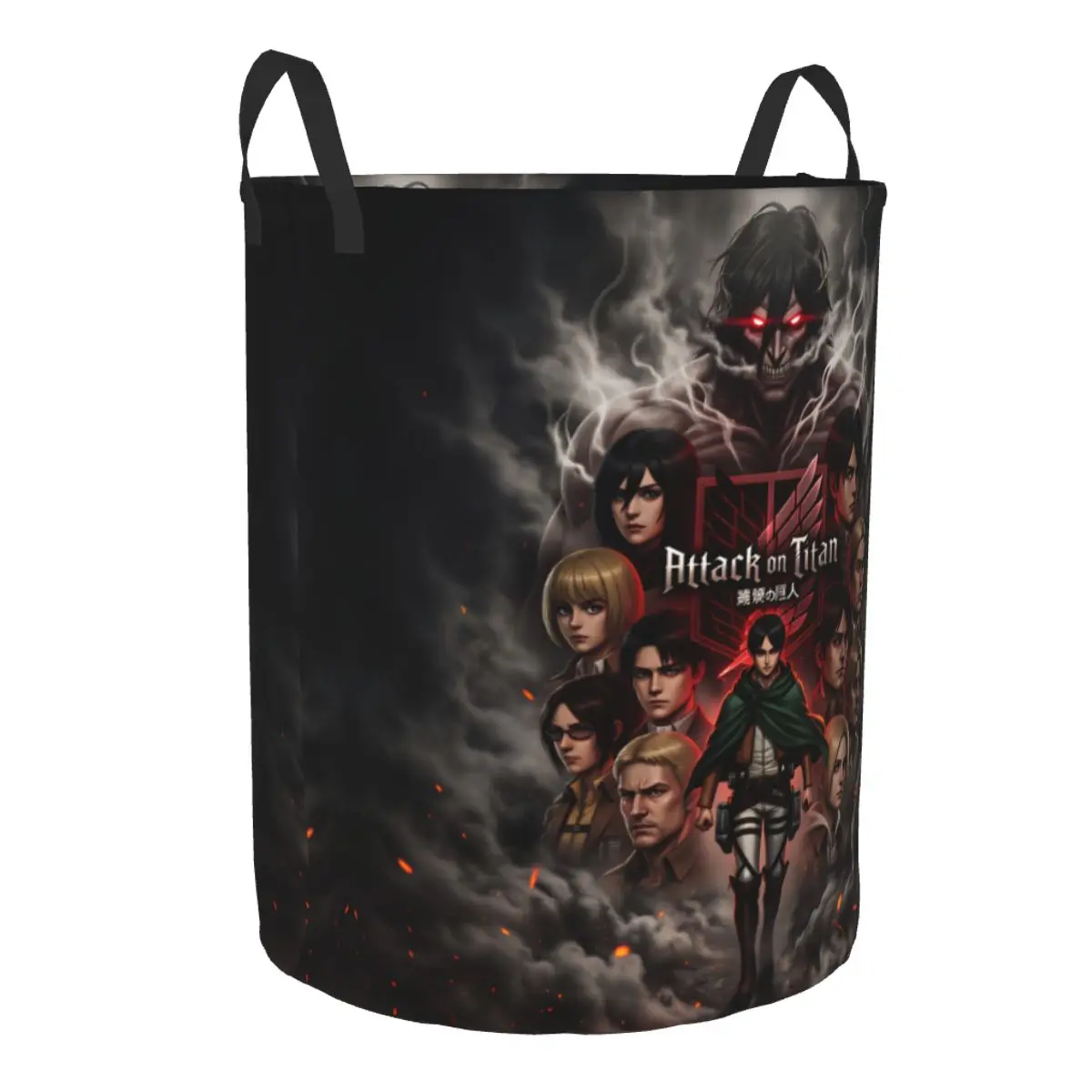 Attack On Titan Eren Yeager Attack Titan Laundry Basket Mikasa Ackerman Clothes Hamper for Household Clothes Storage Bag