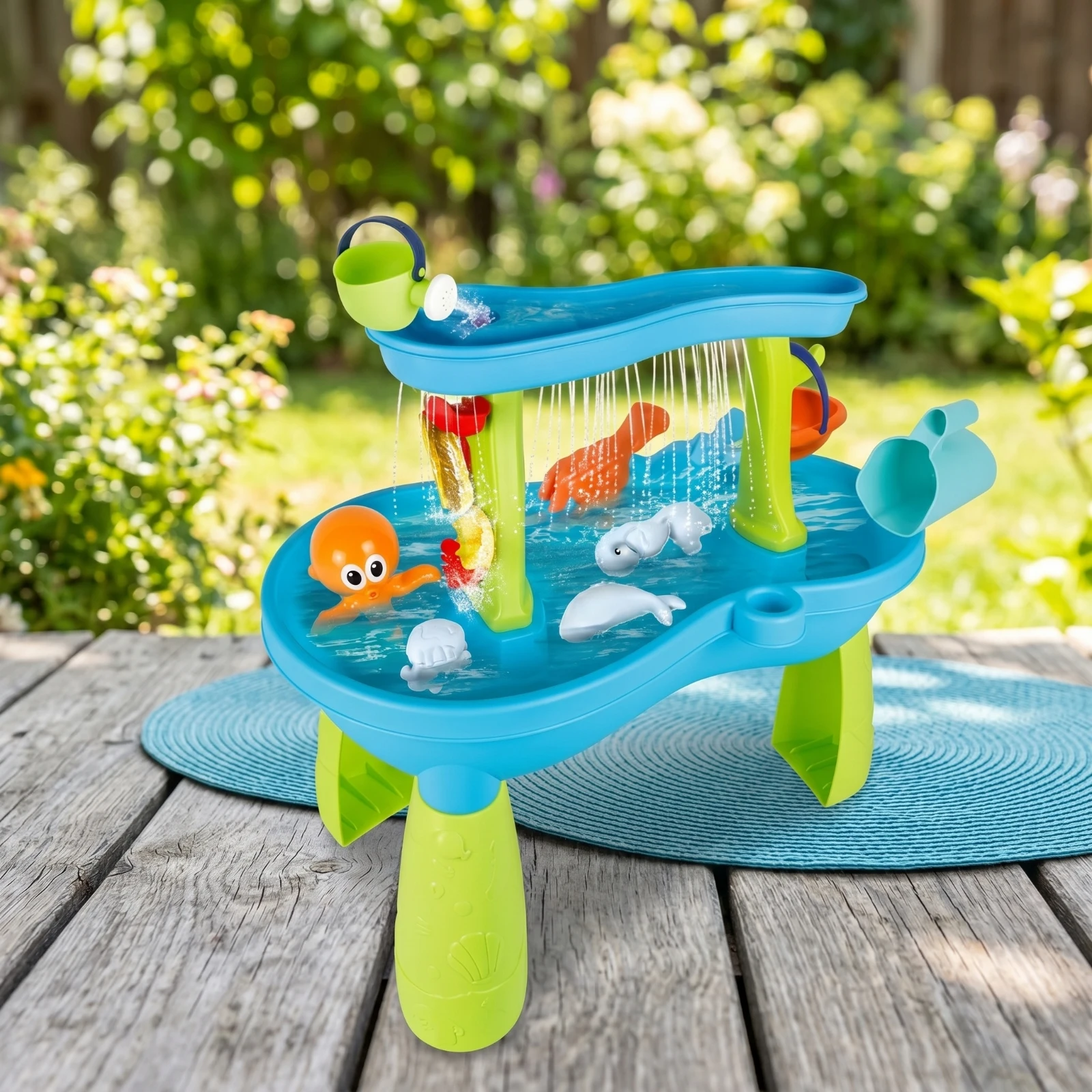 砂と水遊びテーブル-屋外用砂と水遊びテーブルセット-子供用インタラクティブプレイセット-幼児向け-庭、裏庭用