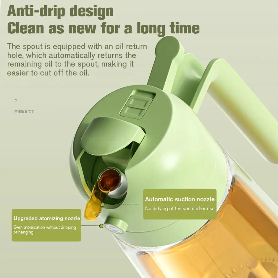 2 in 1 household oil spray pot automatically opens and closes, pours out edible oil spray atomization oil spray bottle