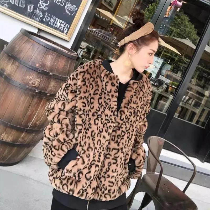 fur mixed coat fashionable baseball threaded women's clothing mid-length zipper clothes