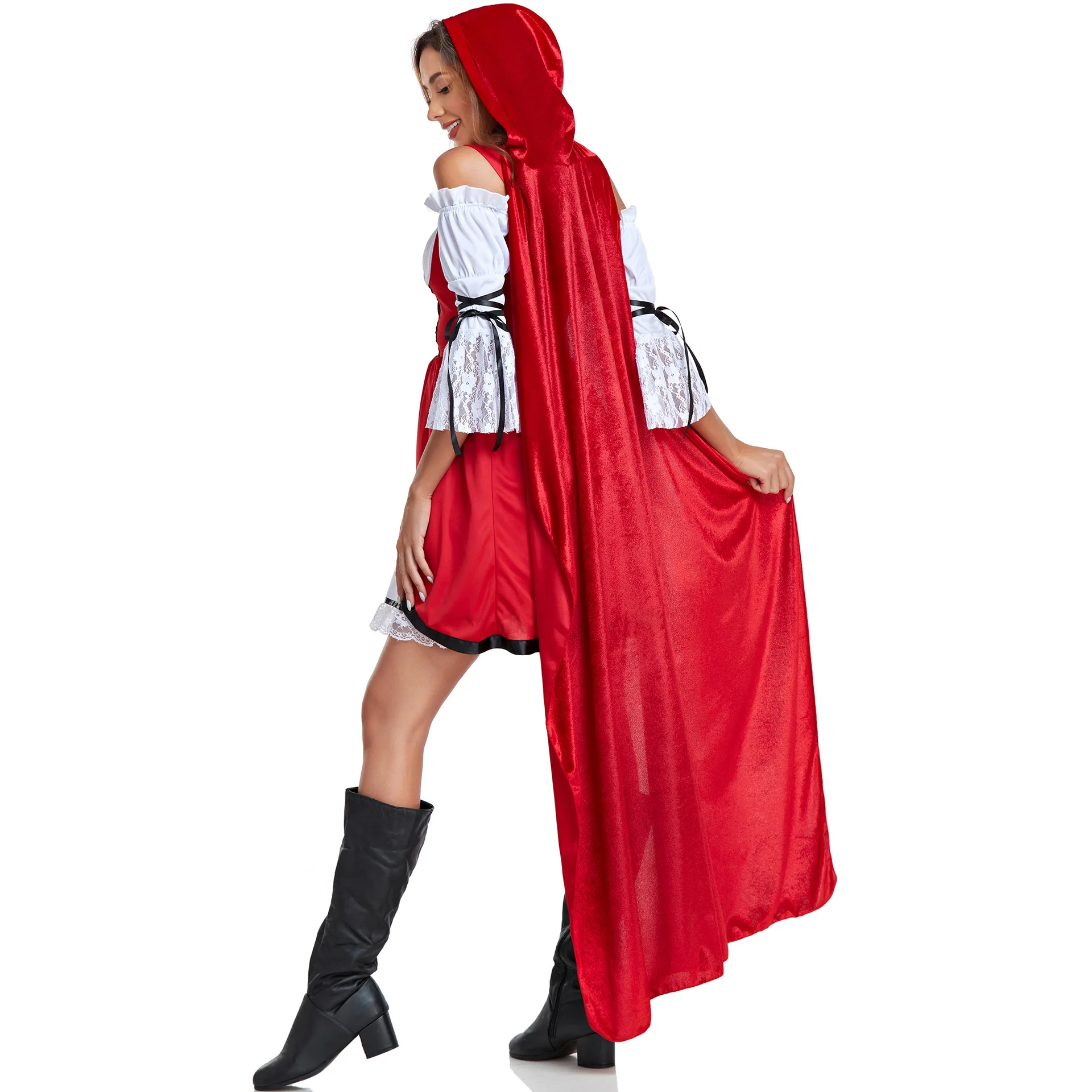 MXL New loween Wolf andmother Red Riding Hood Costume Cloak Fairy T Theme Activi Performance Women's Ethnic Stage C...