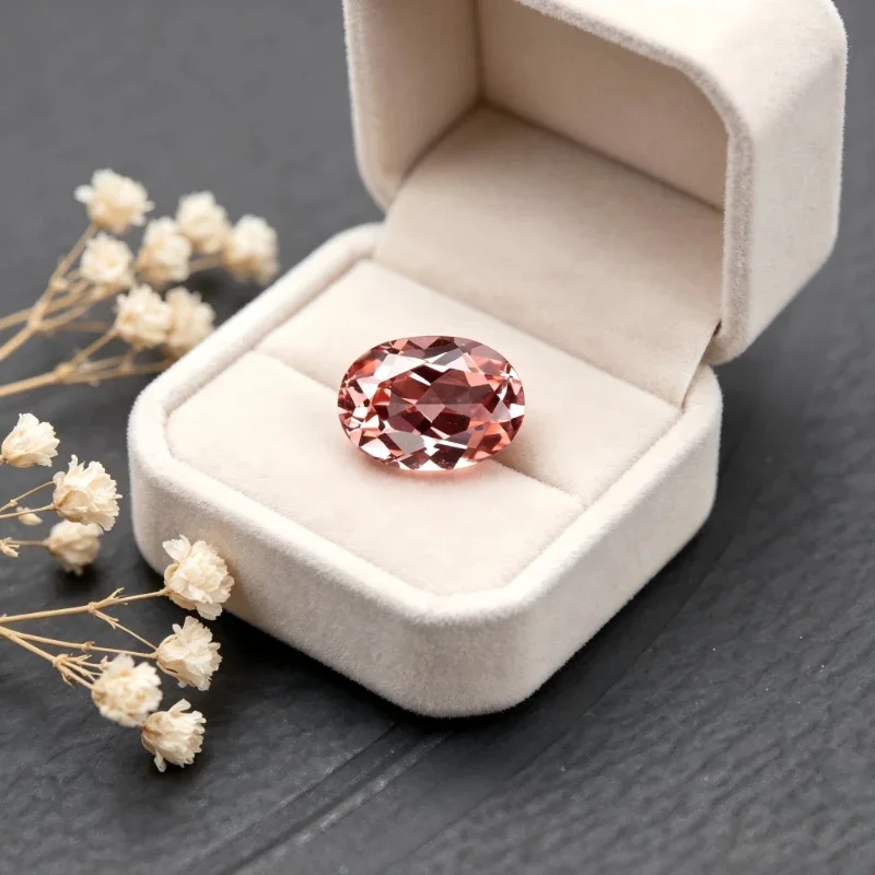 Künstlicher Edelstein Padparadscha Roter Lotus-Farbiger Ovaler Schmuckstein Großhandel Verfügbar mit Zertifikat – Detail 3