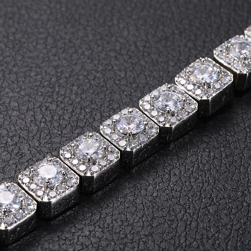 Dropshipping Fashion Men Jewelry Fine Iced Out 10mm 925 Sterling Silver VVS Moissanite Tennis Chain Bracelet