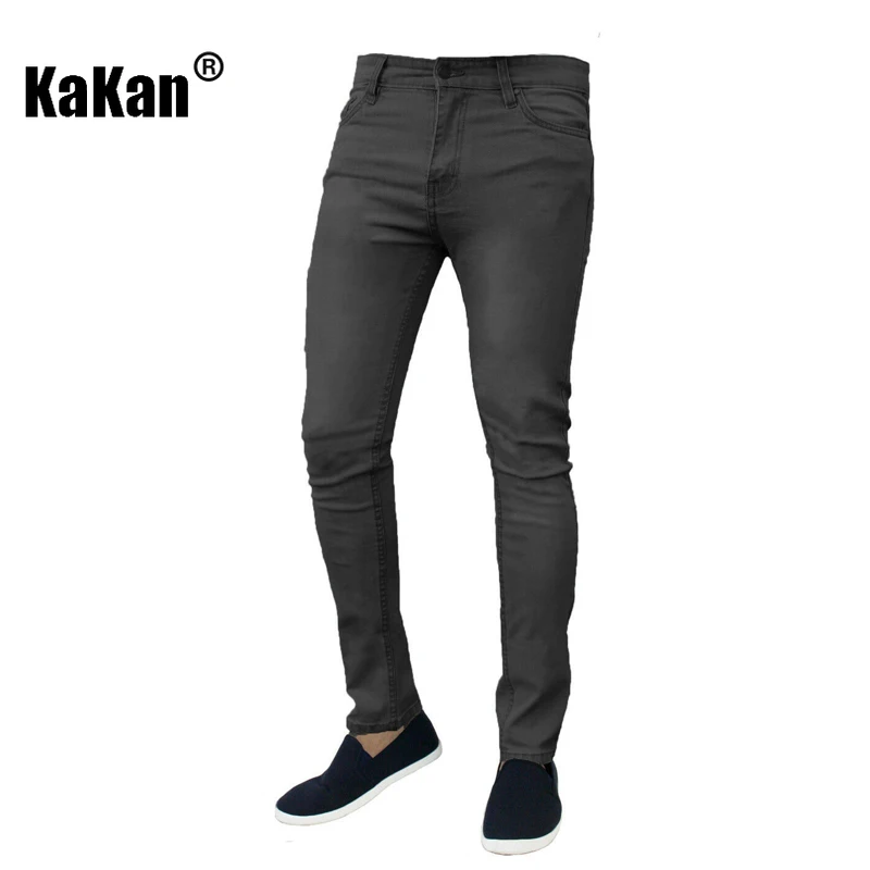 كاكان - جينز مستقيم صغير ضيق للرجال جديد، Y2K جودة عالية كلاسيكي بسيط جينز طويل ماركة جينز للرجال
