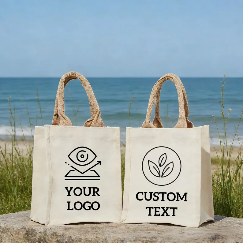 Personalized Logo Canvas Tote Bag Large Daily Carry Handbags Custom Reusable Tote Bags for Party Favors Birthday Holiday Gifts